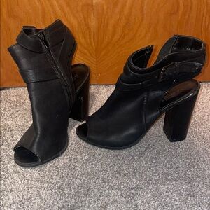 Black Women's Peep Toe Ankle Boots